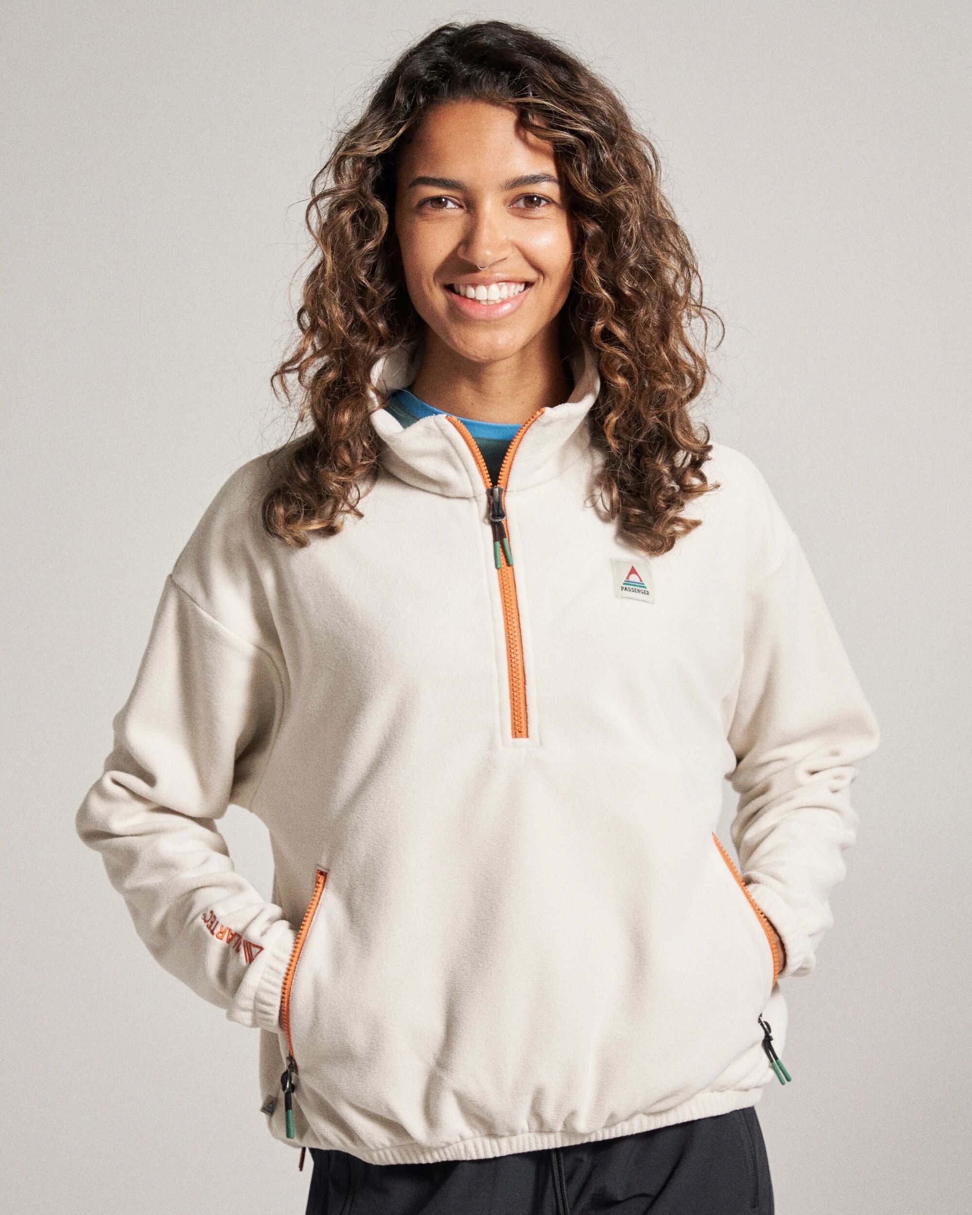 Ayla Recycled Micro Polartec® Fleece - Vintage White - Studio Model