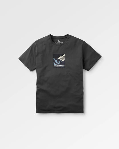Waves & Trees Organic Cotton T-Shirt - Charcoal - Flatlay