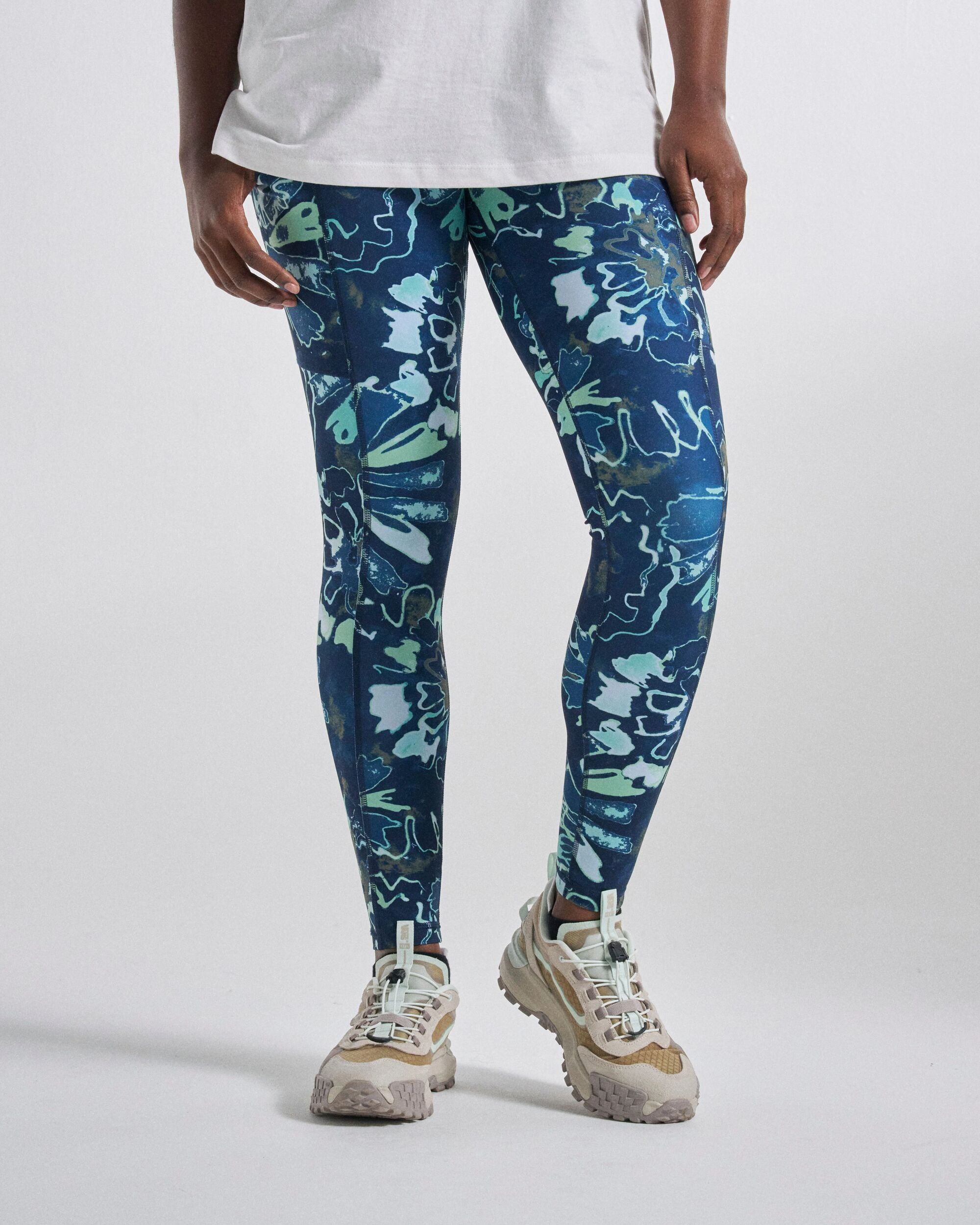 Mantra Recycled Active Legging - Frost Ice Blue - Studio Model