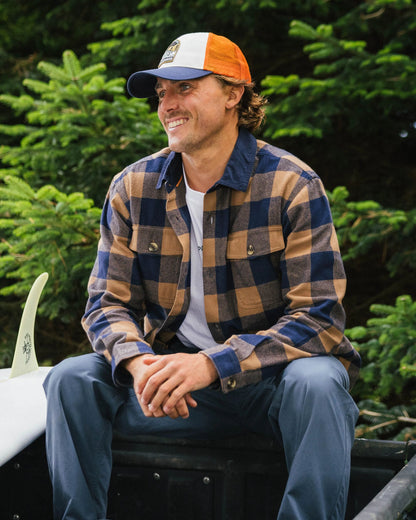 Rustic Organic Cotton Shirt - Toffee/Rich Navy Buffalo - Lifestyle