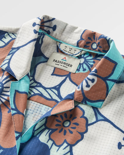 365 Recycled Active Boxy Shirt - Vintage Floral Aqua - Flatlay