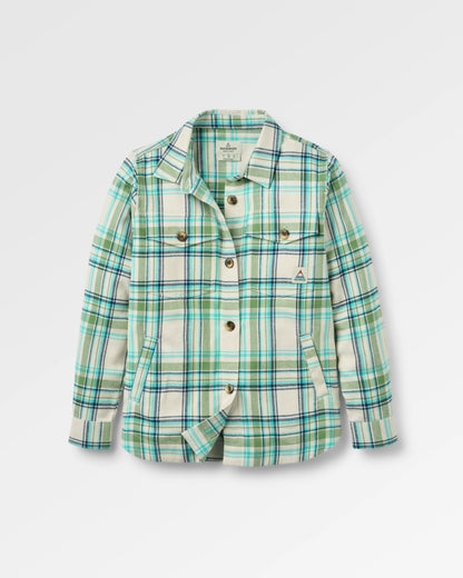 Stella Organic Cotton LS Shirt - Vintage White/Stem Green Check - Flatlay