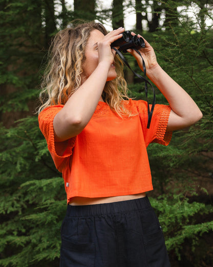 Flurry Woven Top - Ember Orange - Lifestyle