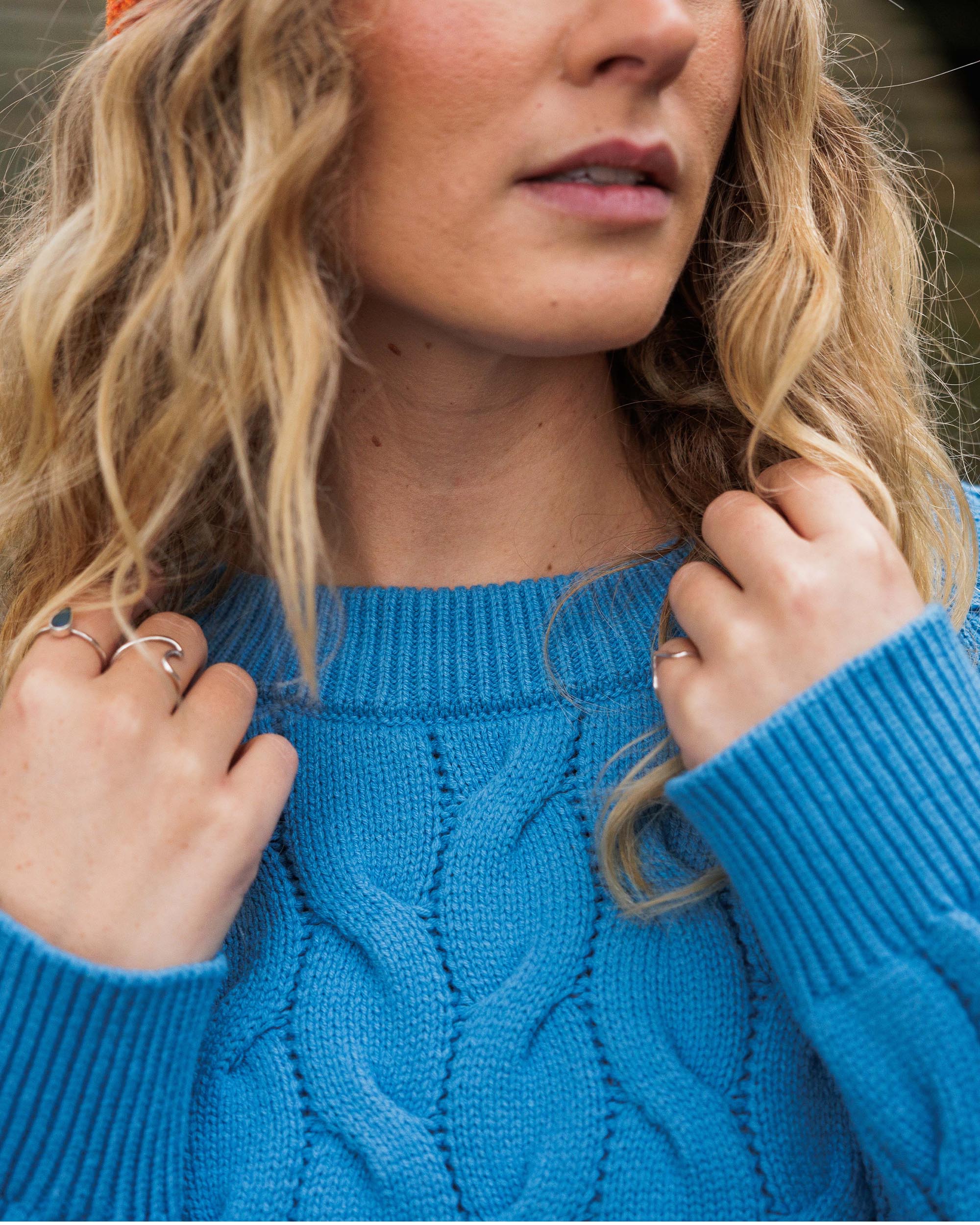 Comfort Organic Knitted Jumper - Atlantic Blue - Lifestyle