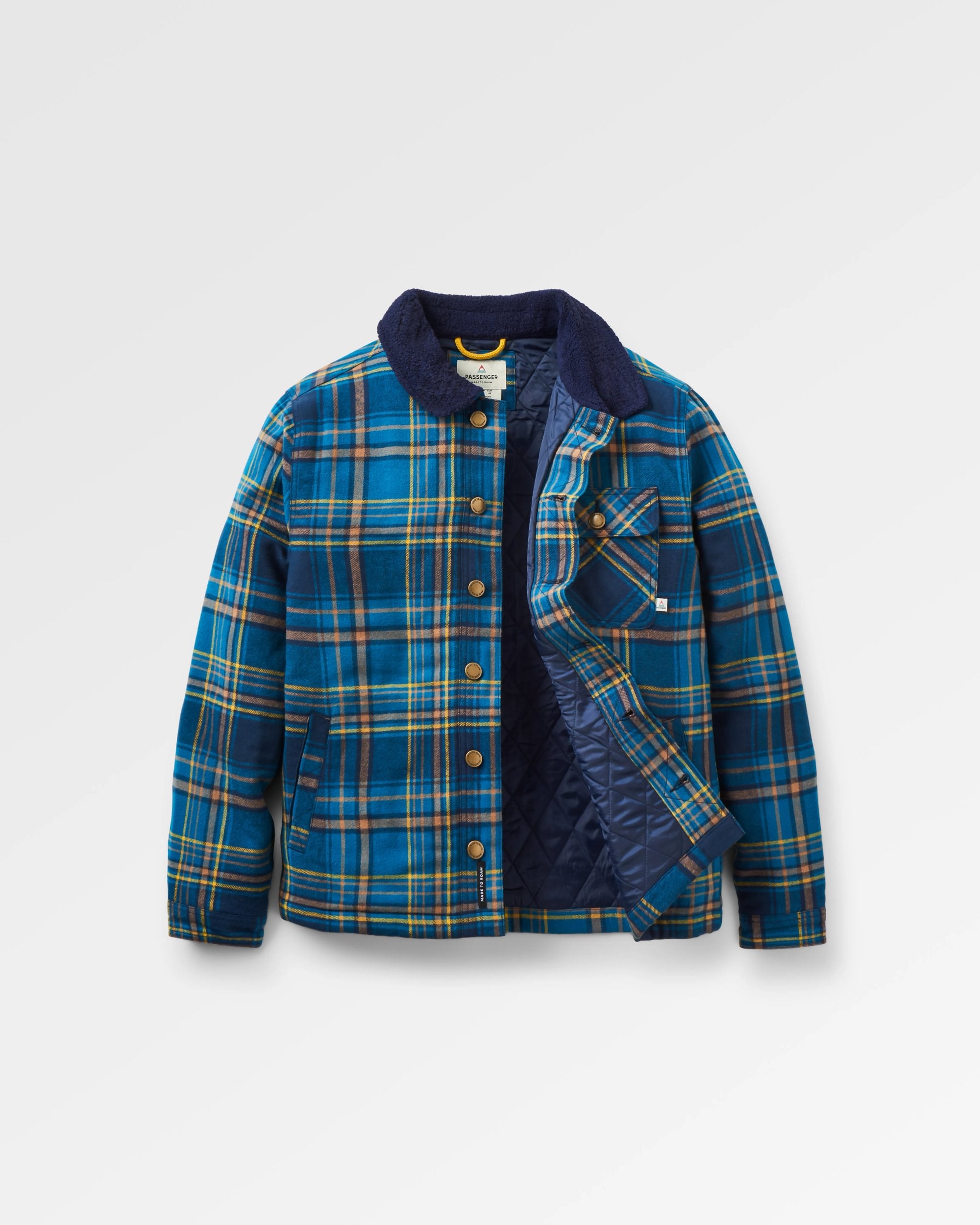 Falcon Organic Cotton Jacket Tidal Blue Check – Passenger