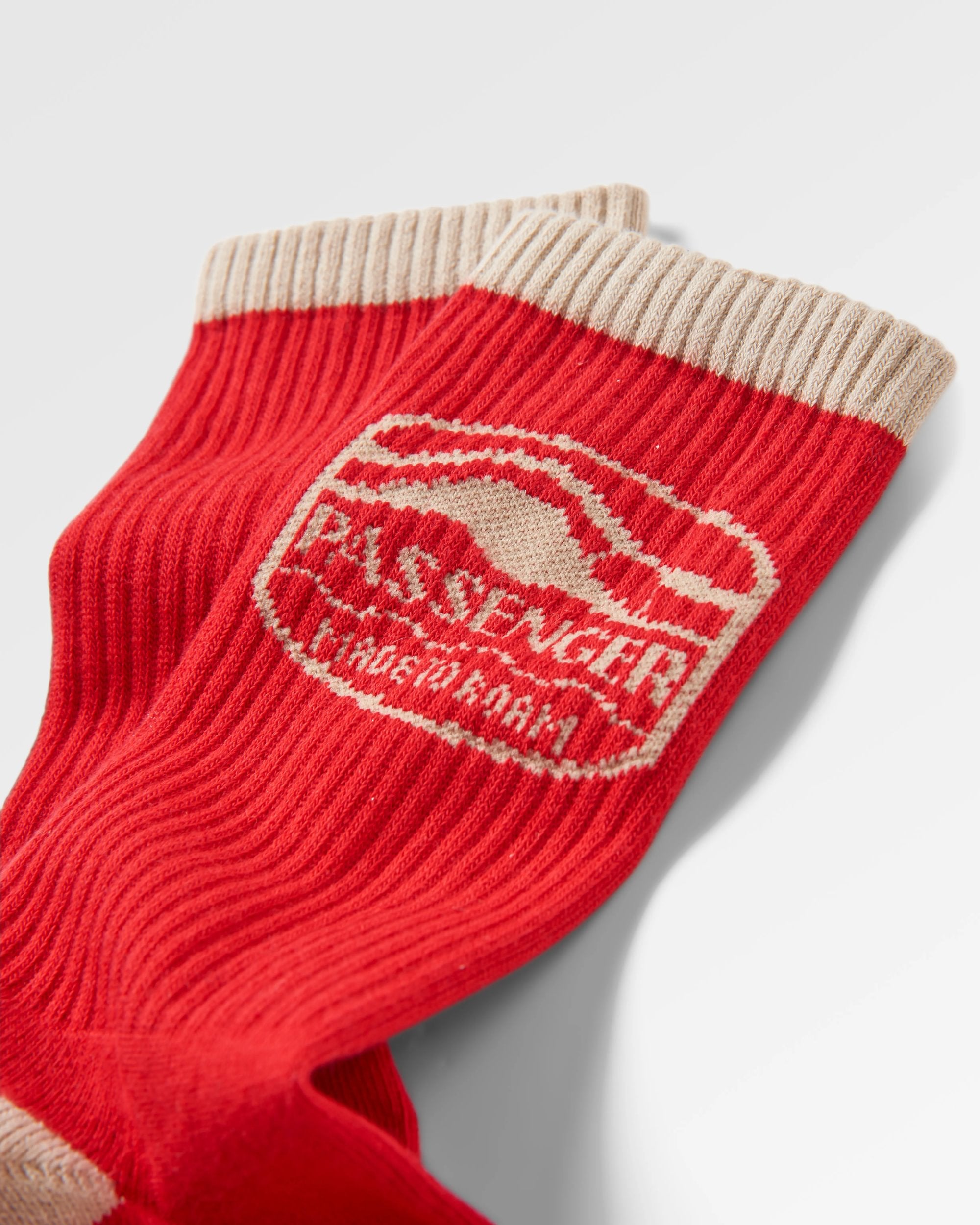 Rambler Organic Mid-weight Crew Socks - Red Ochre - Flatlay