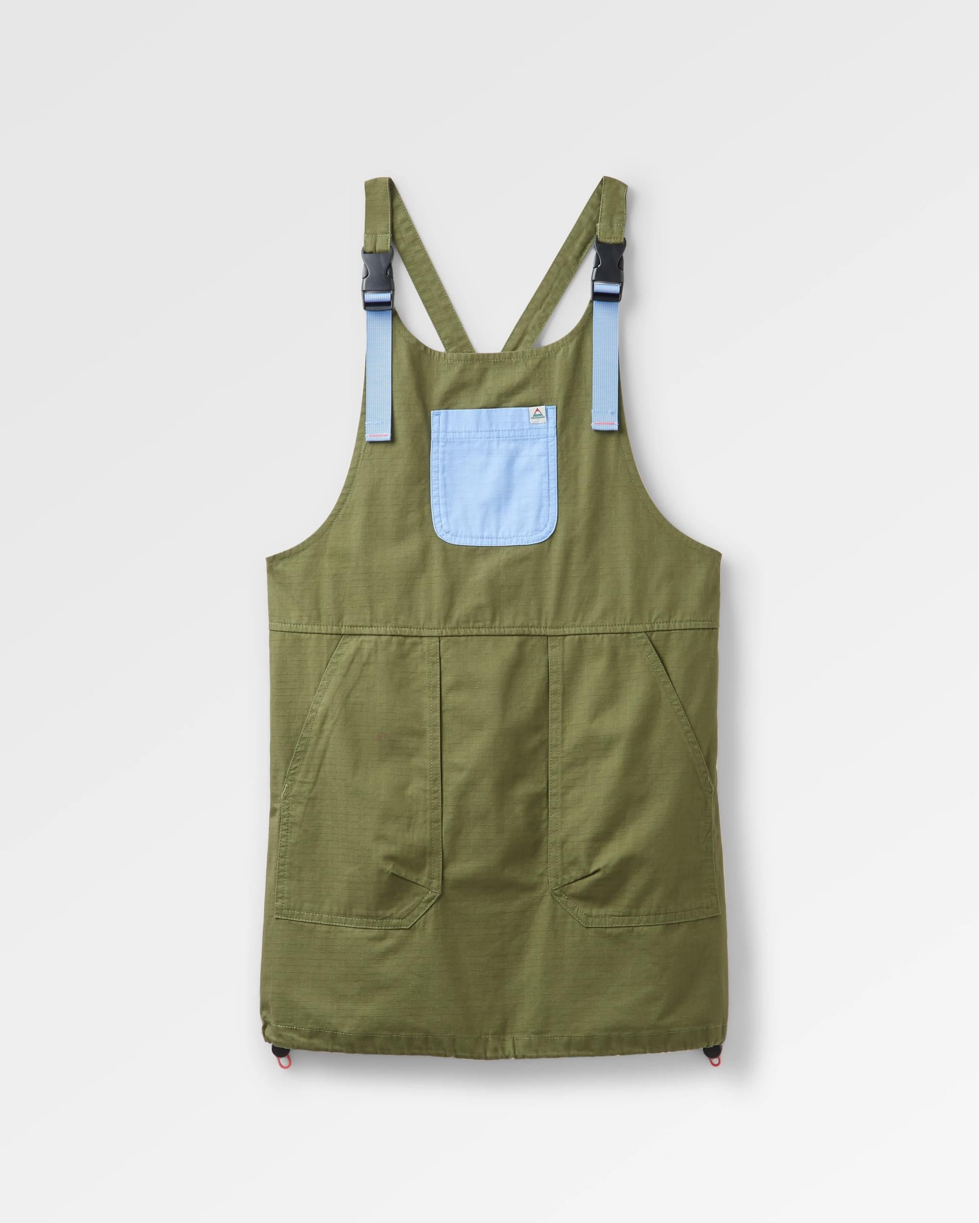 Flo Organic Pinafore Dress Khaki Passenger Flo Organic Pinafore Dress Khaki Passenger