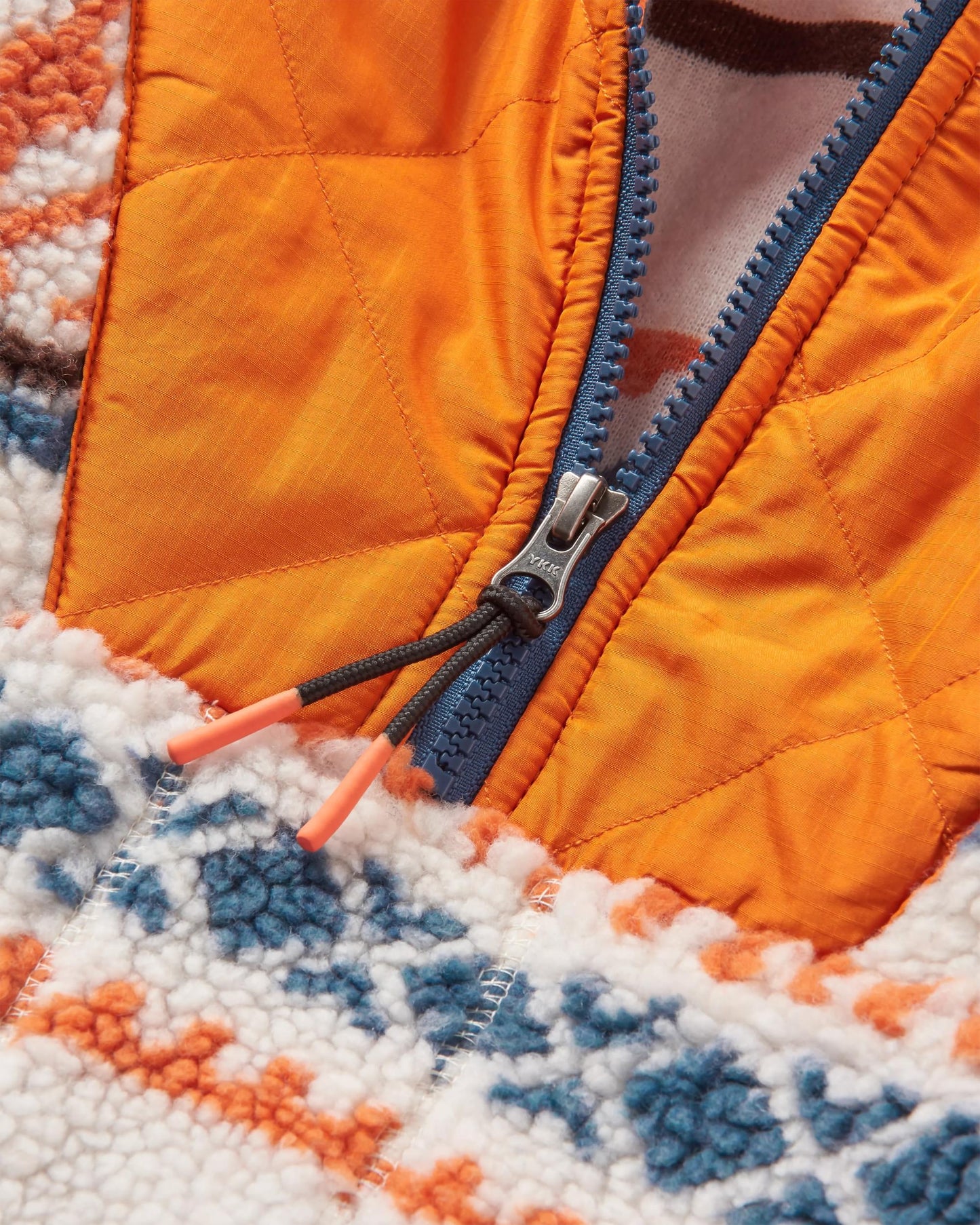 Beaumont Recycled Sherpa Hooded Fleece - Homespun Stripe Sunrise Orange