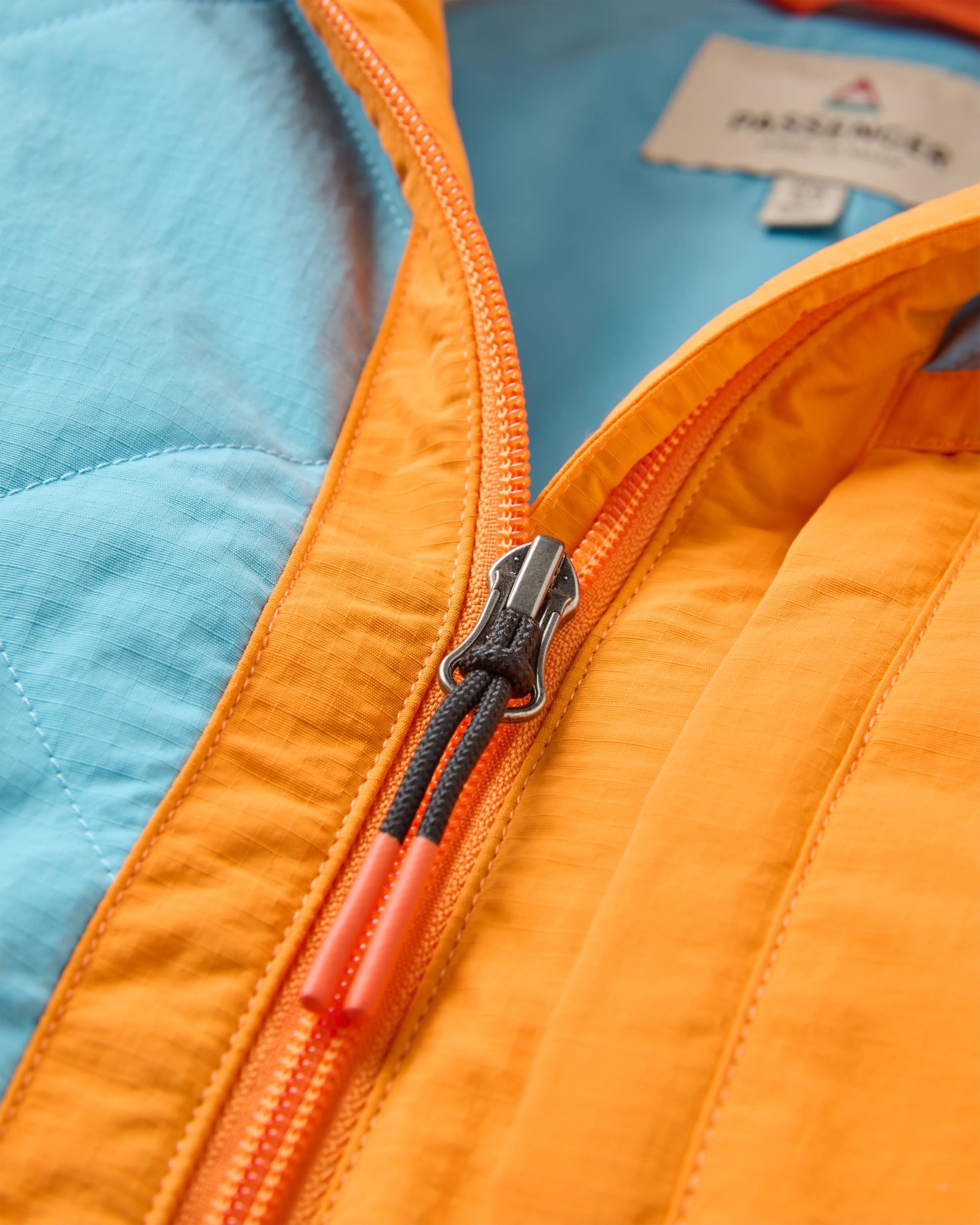 Lara Quilted Jacket - Oat/Retro Blue/Bright Orange - Flatlay