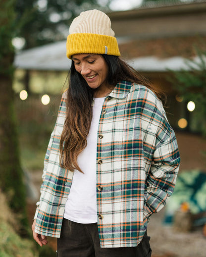 Rootsy Organic Cotton LS Shirt - Birch/Rain Forest Check - Lifestyle