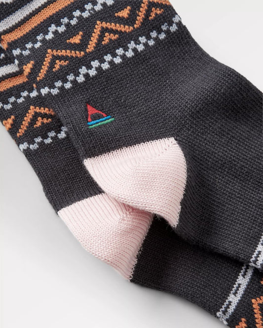 Organic Mid-weight Patterned Socks - Charcoal