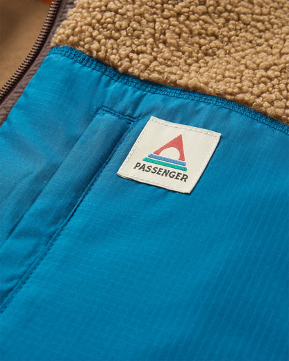 Born Explorer Recycled Polar-Lined Sherpa Fleece - Caramel/Espresso - Flatlay