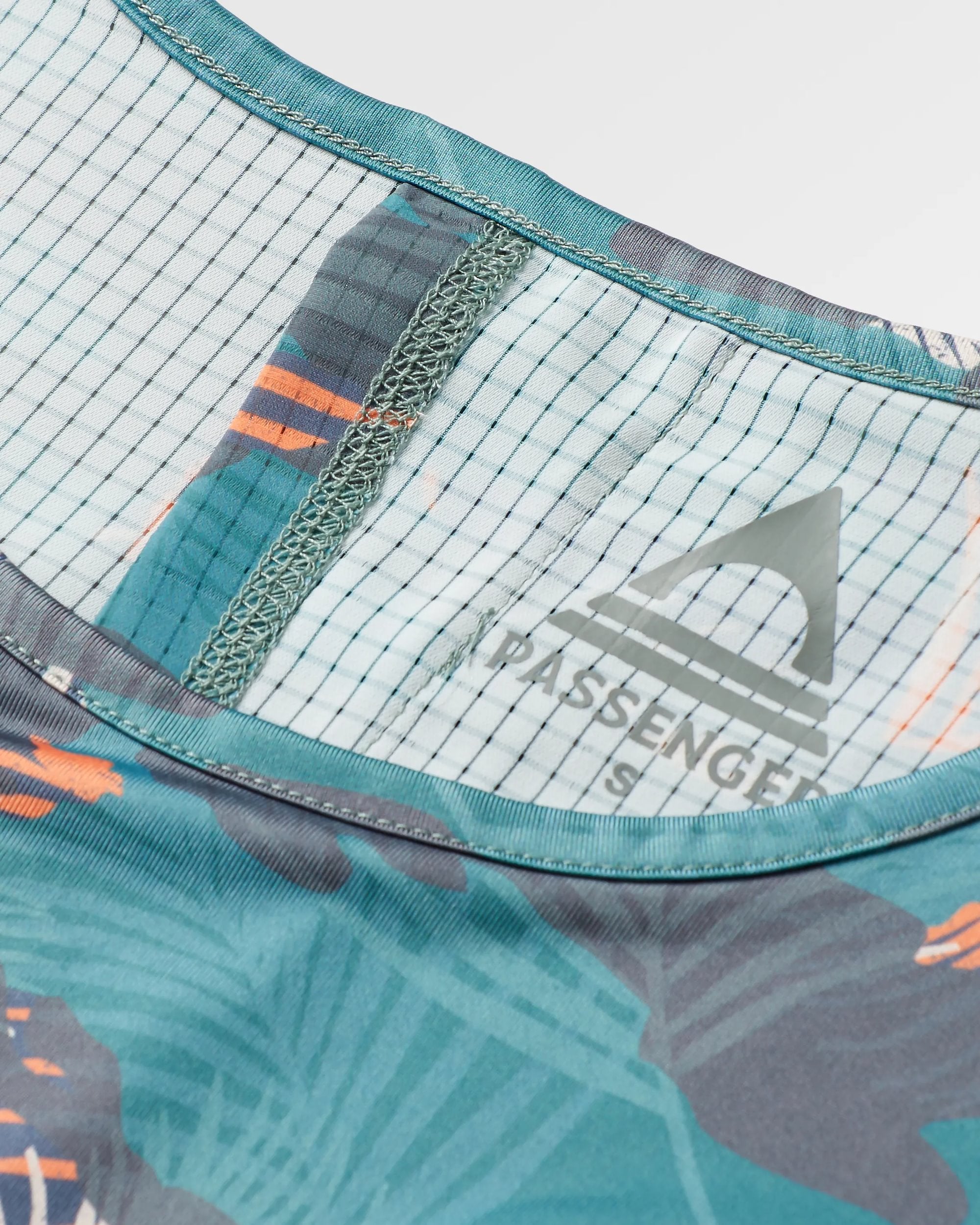 Chakra Tie Back Active Recycled T-Shirt - Palm Camo Deep Sea - Flatlay