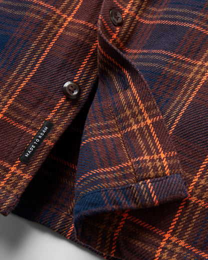 Island Twill Shirt - Rich Navy/Espresso Check - Flatlay