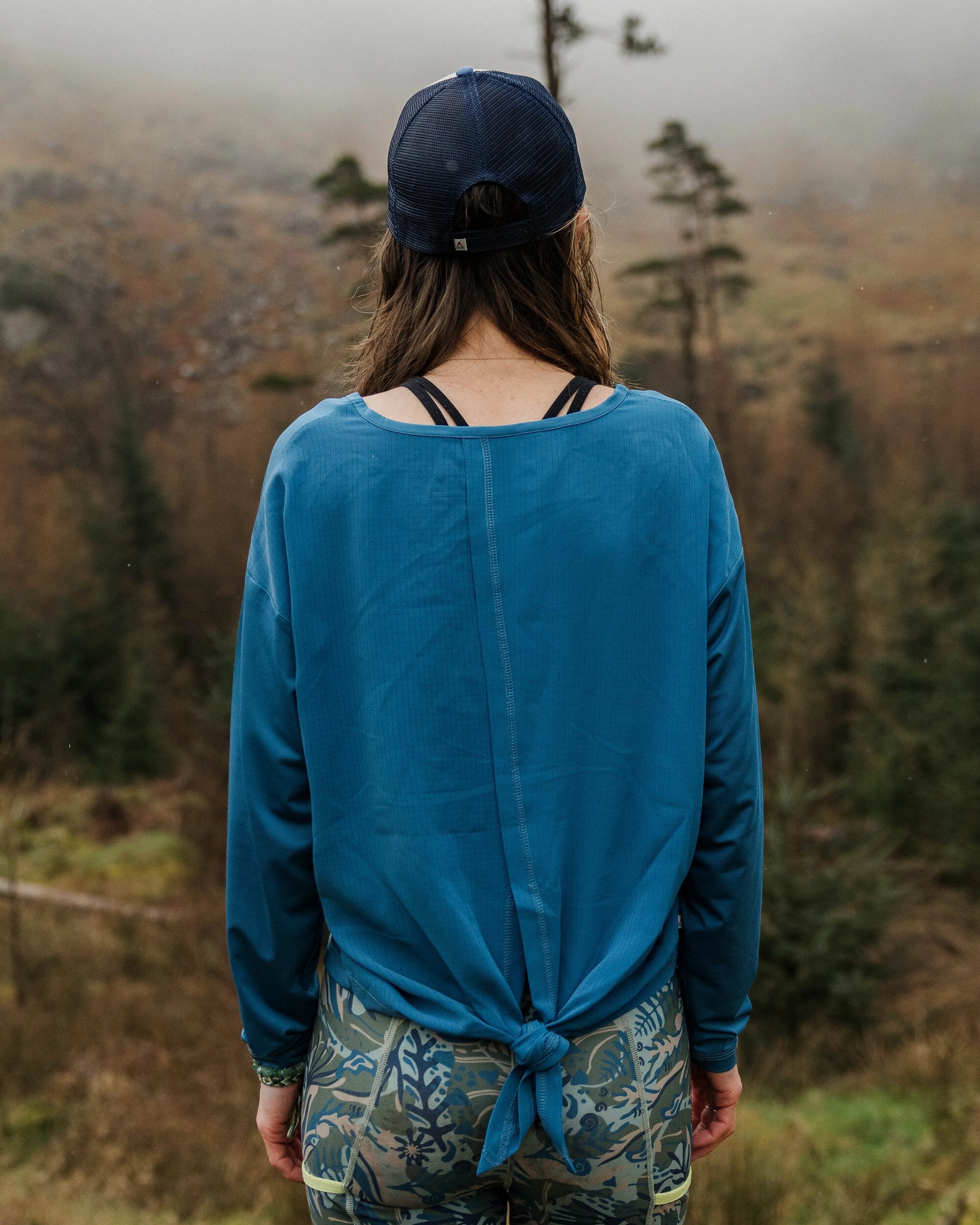 Chakra Tie Back Active LS Recycled T-Shirt - Blue Steel - Lifestyle