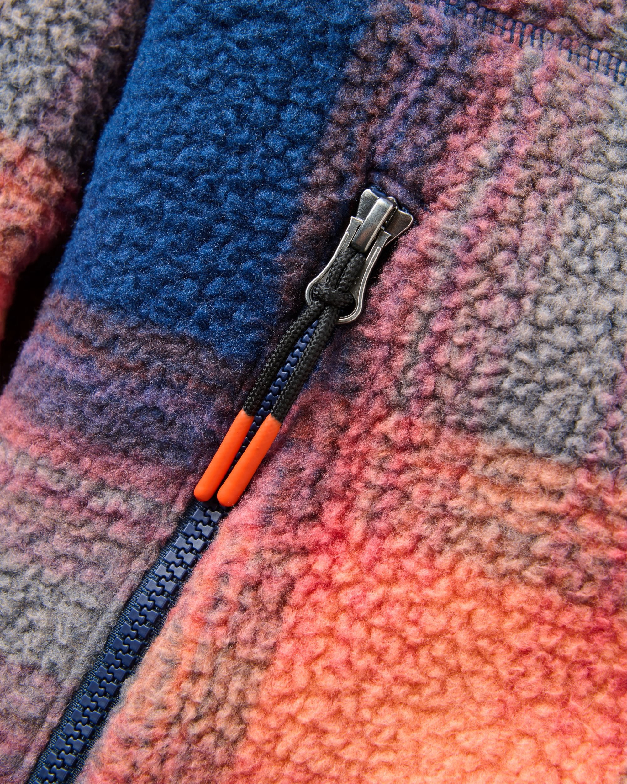 Home Sherpa Fleece - Rich Navy/ Red Ochre Check - Flatlay