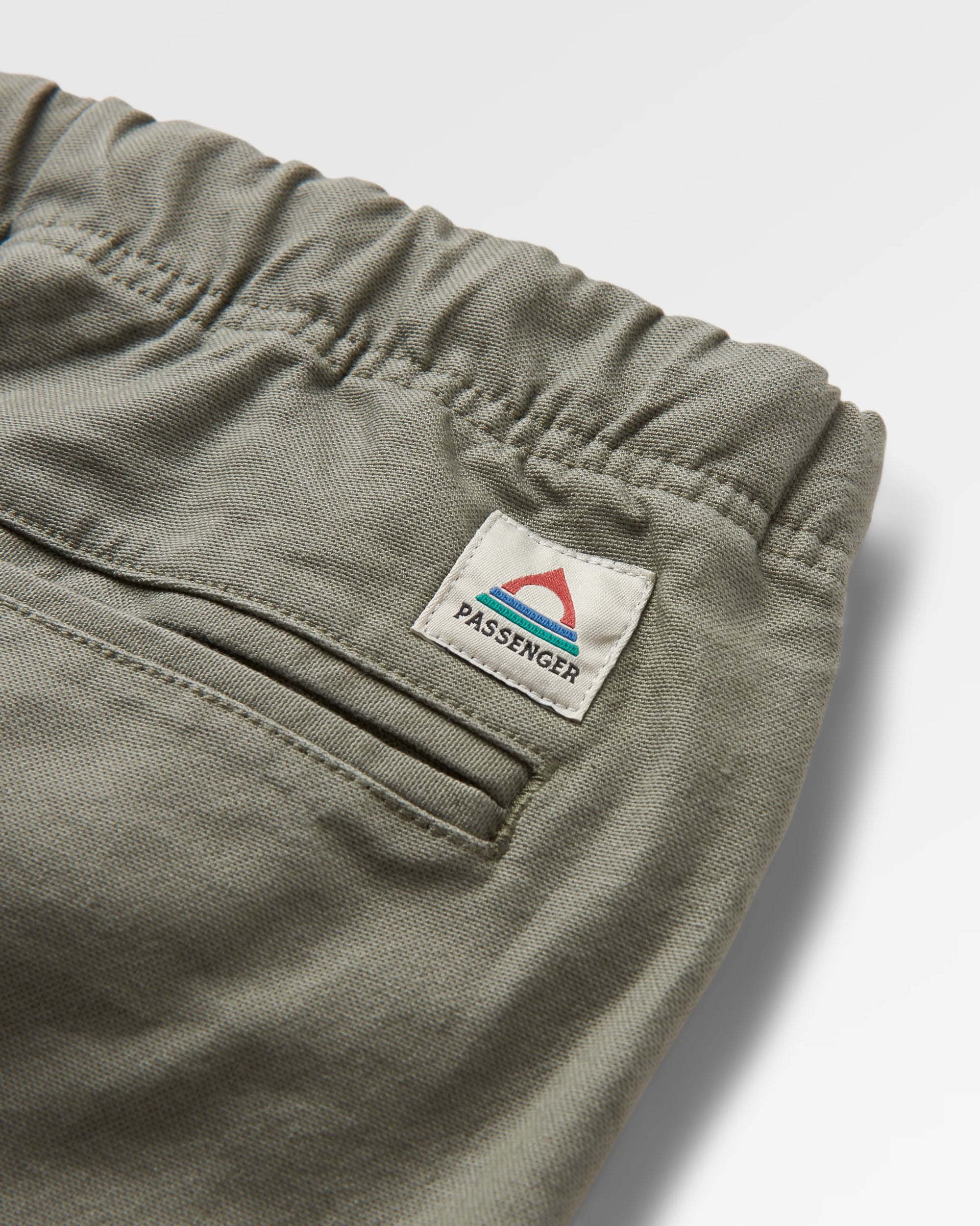 Adventurer Organic Canvas Trouser - Dusty Olive - Flatlay