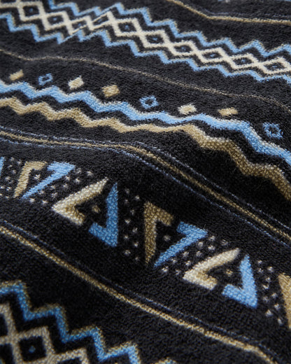 Rising Towelling Polo Shirt - Geo Stripe Faded Black  - Flatlay