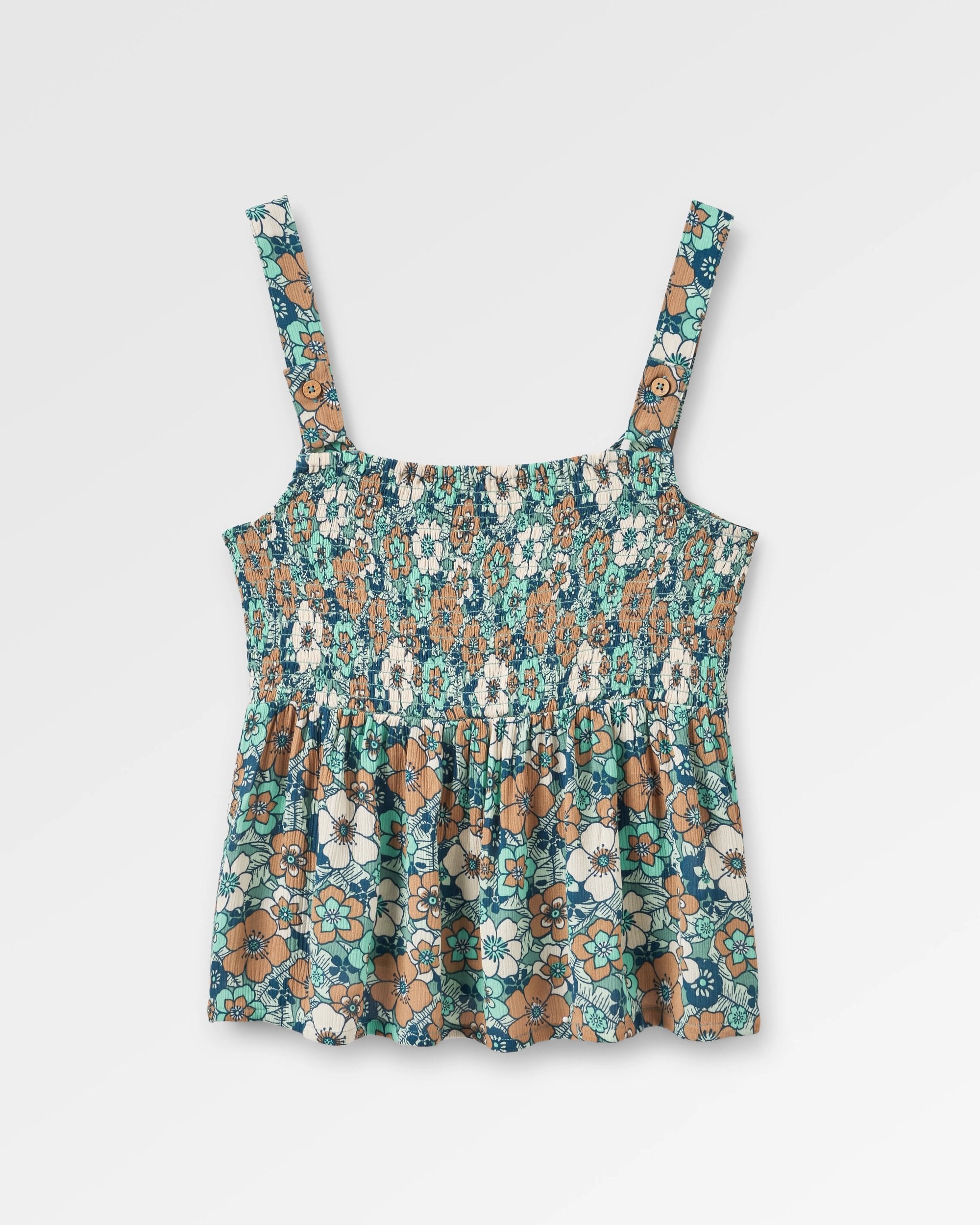 Soleis Woven Cami - Vintage Floral Aqua - Flatlay