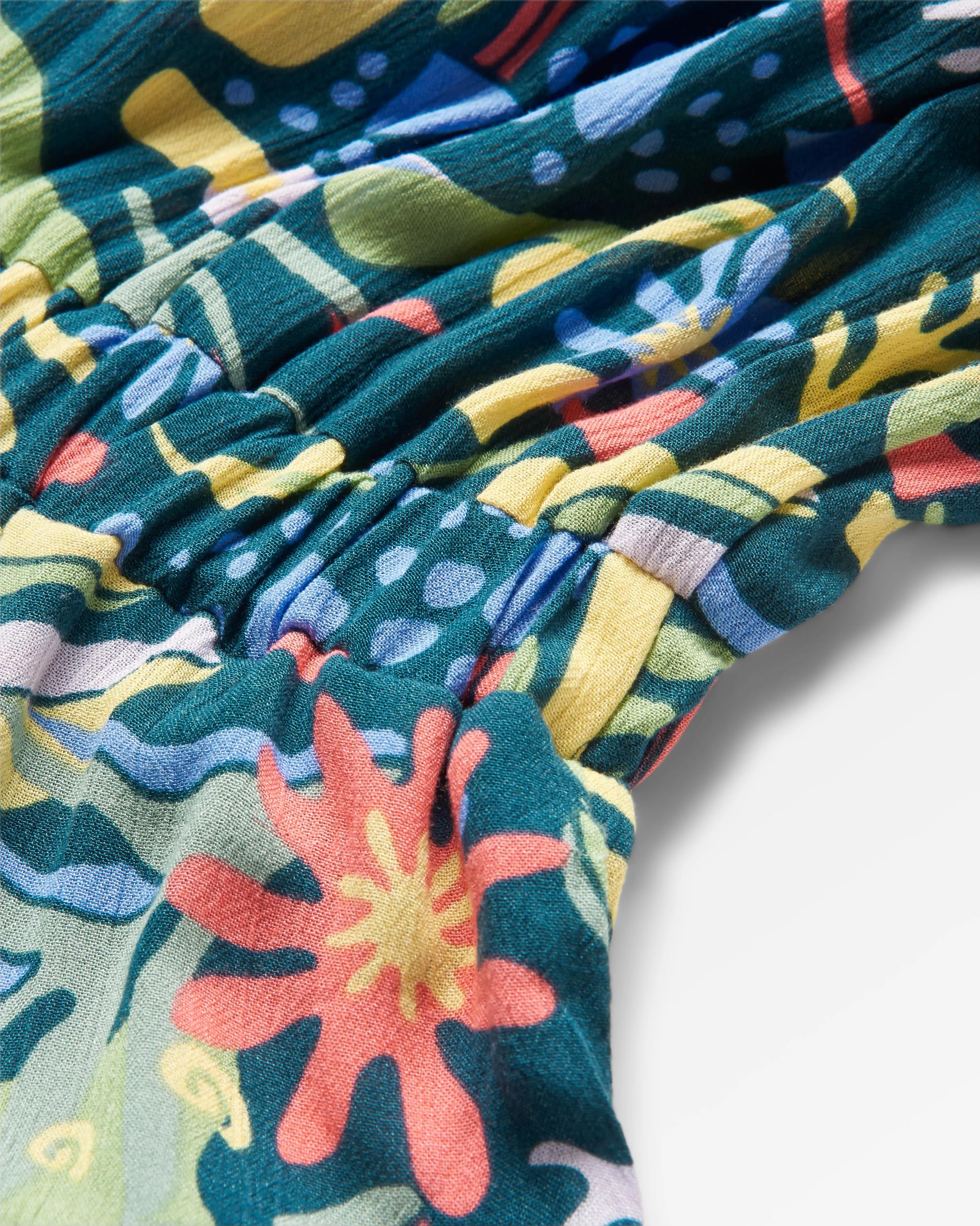 Thimbleberry Jumpsuit - Abstract Seaweed Tidal Blue - Flatlay