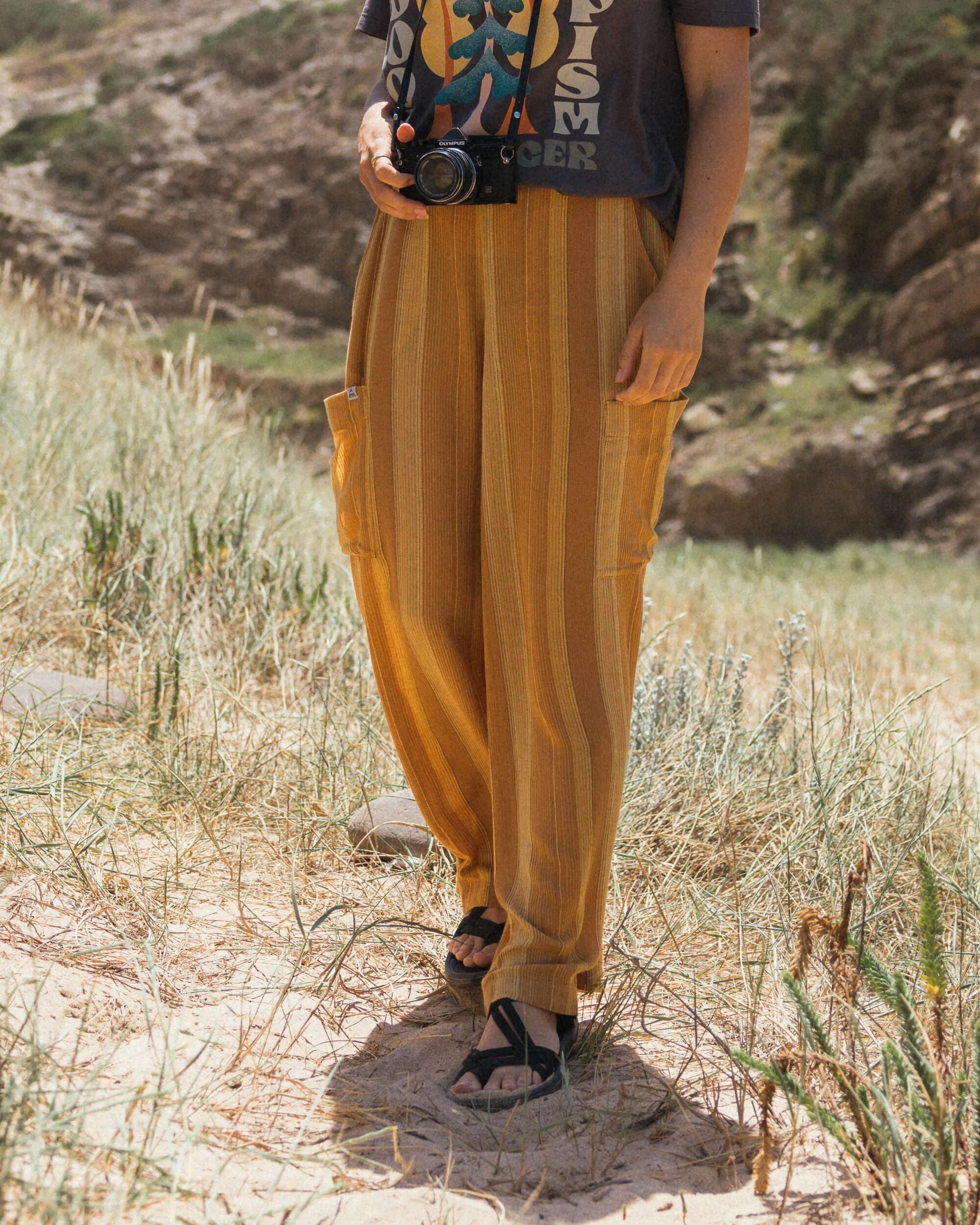 Someday Woven Trouser - Spruce Yellow Stripe - Lifestyle