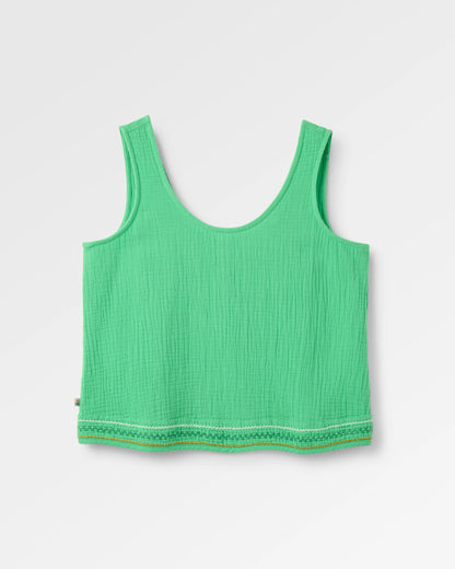 Waveney Cotton Top - True Green - Flatlay