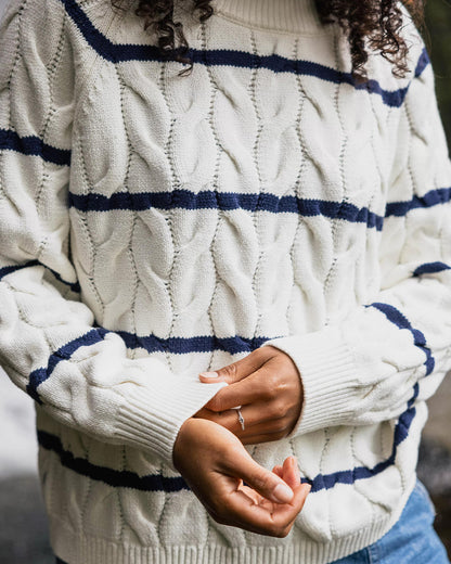 Comfort Organic Knitted Jumper - Off White Stripe