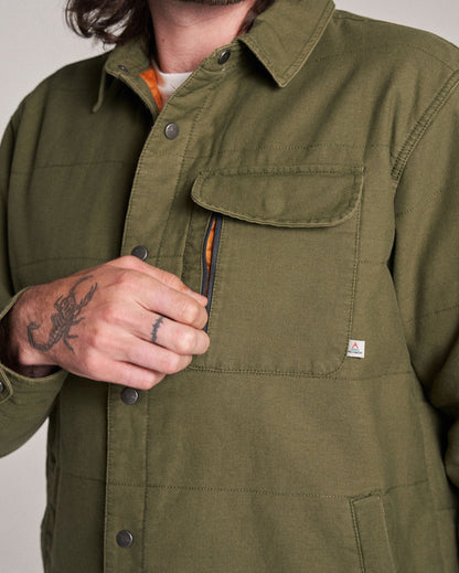 Taranaki Canvas Quilted Overshirt - Khaki - Studio Model