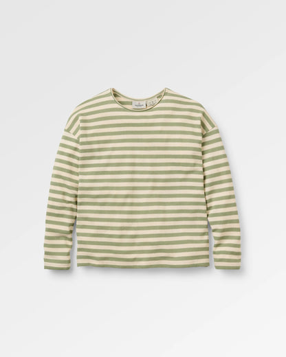 Panorama Striped LS T-Shirt - Stem Green - Flatlay