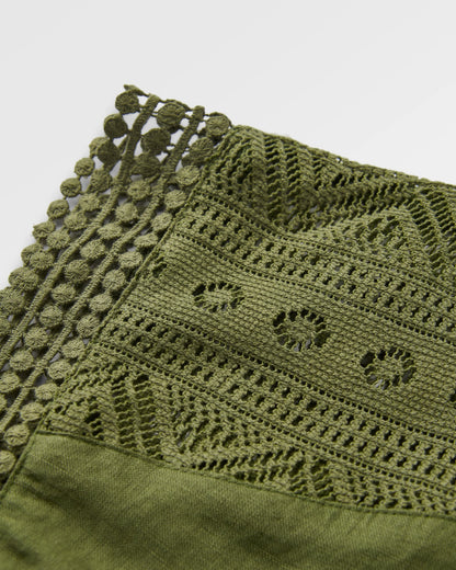 Sono Linen Smock Dress - Khaki - Flatlay