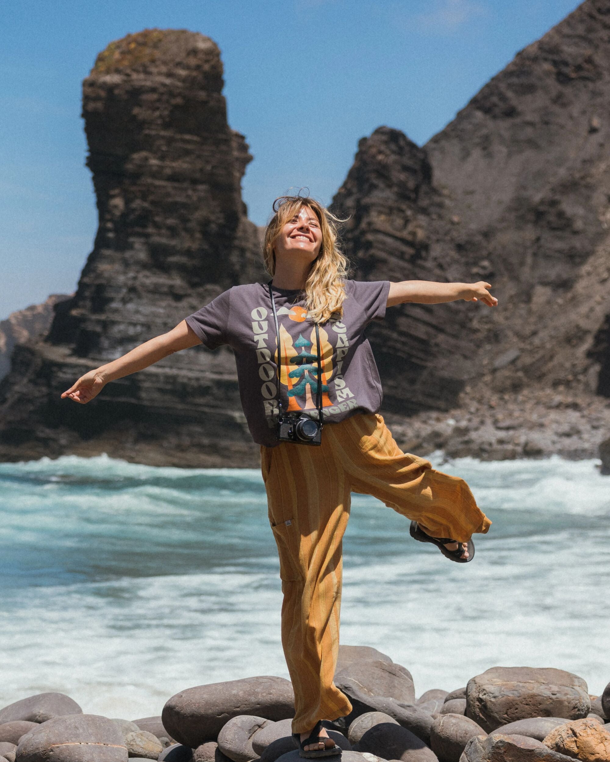 Tall Pines Women's Recycled Cotton T-shirt - Charcoal - Lifestyle