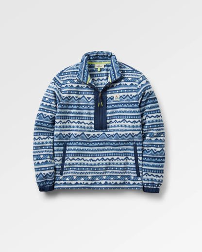 Ebb Recycled Polar Fleece - Mountain Geo Grey Blue - Flatlay