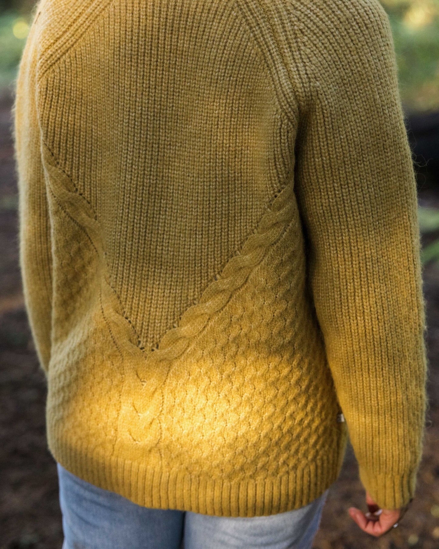 Homey Recycled Knitted Cable Cardigan - Mustard Gold