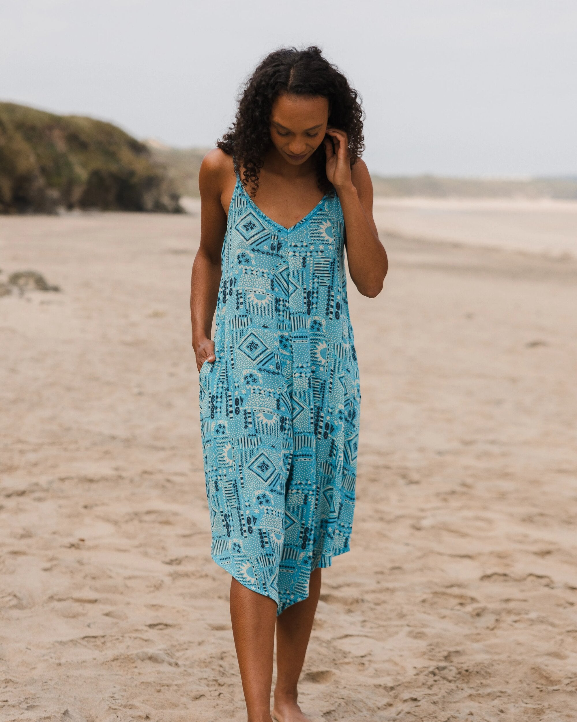 Copetín Jumpsuit - Vintage Patchwork Blue Pool - Lifestyle