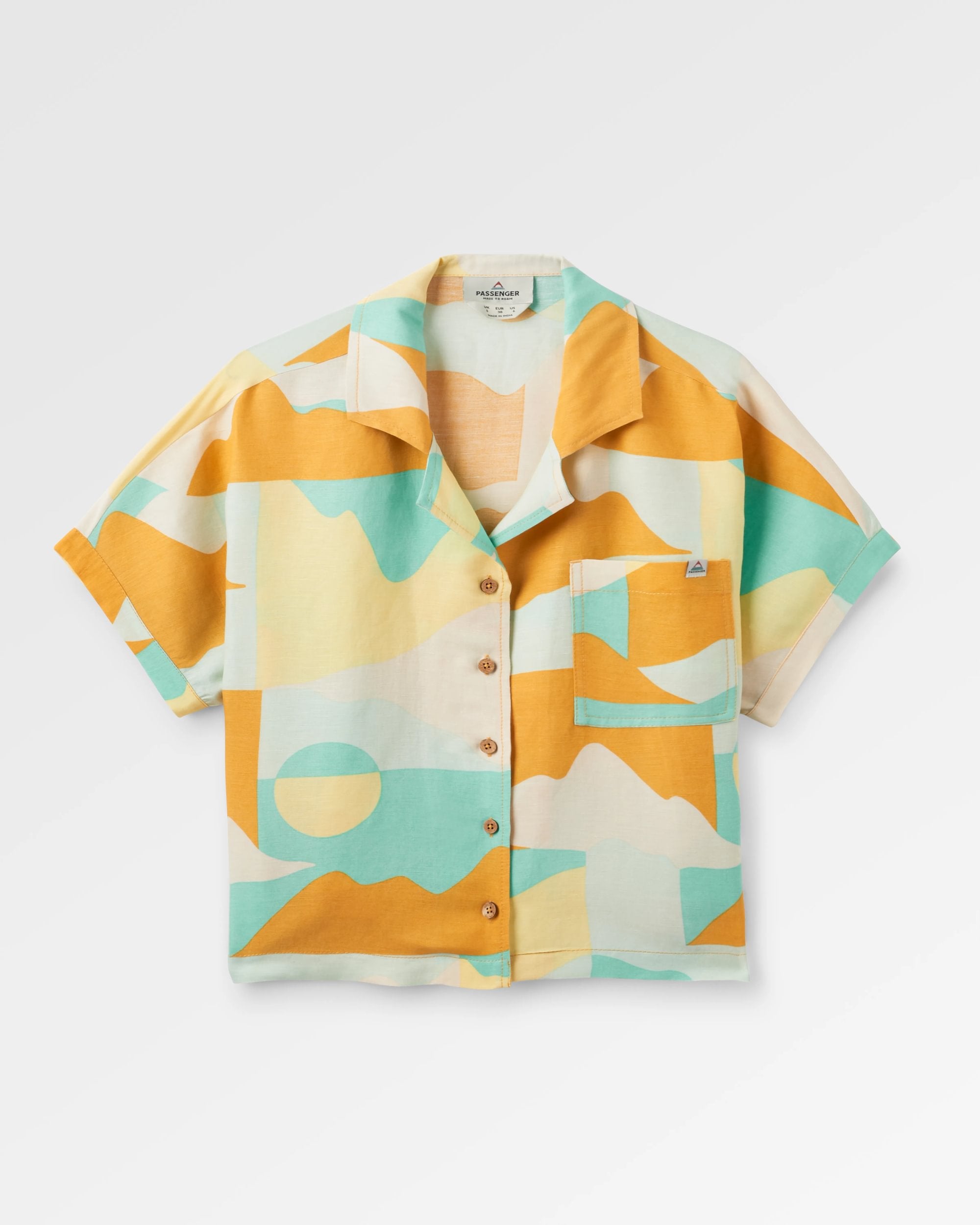 Arden Linen Short Sleeve Shirt Vista Patchwork Yellow – Passenger