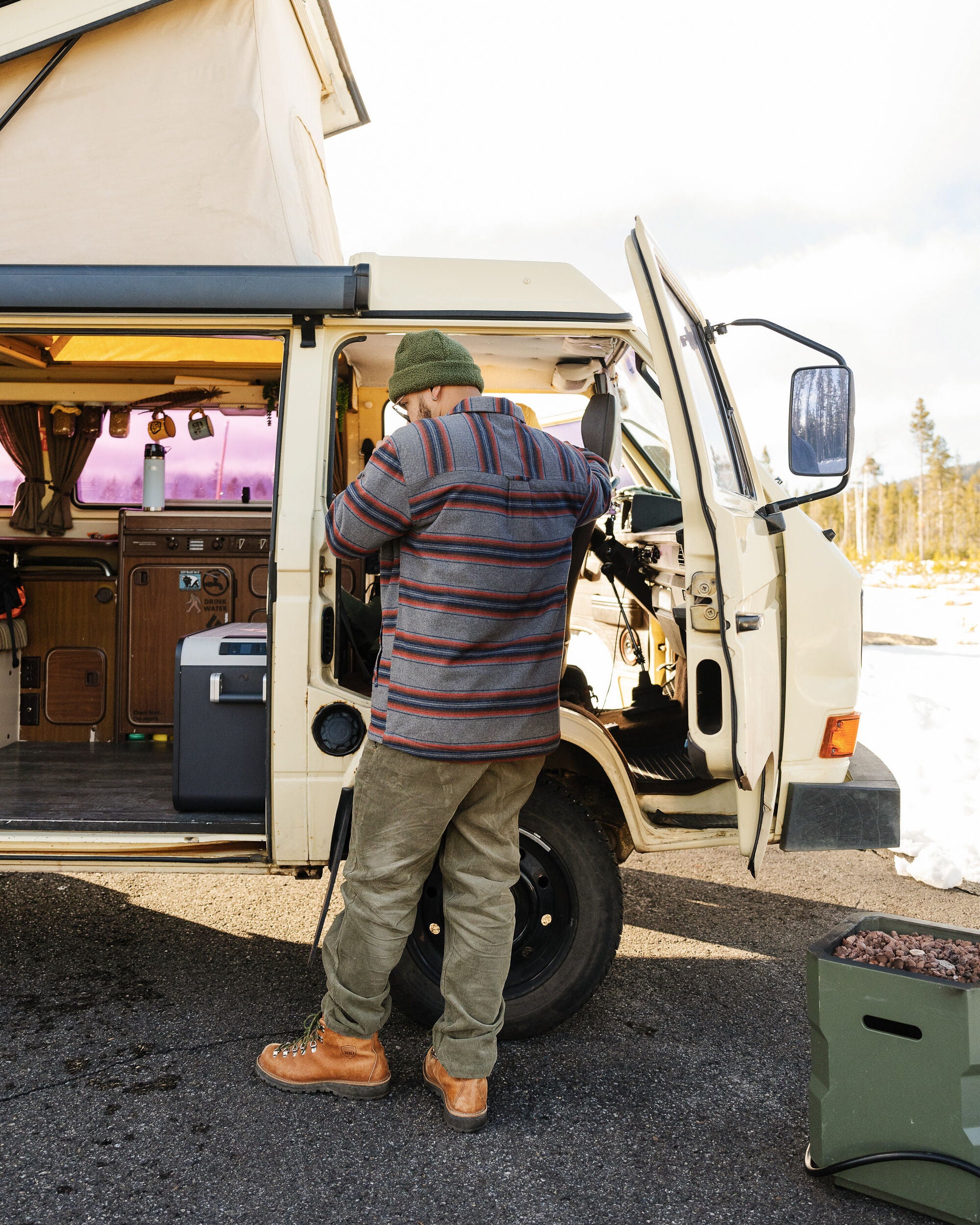 Freestyle Sherpa-Lined Overshirt - Grey Marl Stripe - Lifestyle