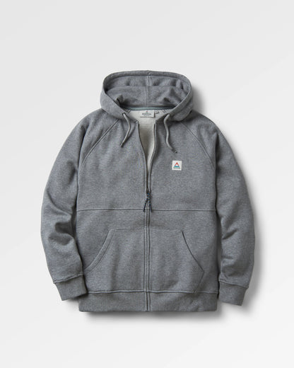 Heritage Full Zip Recycled Cotton Hoodie - Dark Grey Marl - Flatlay