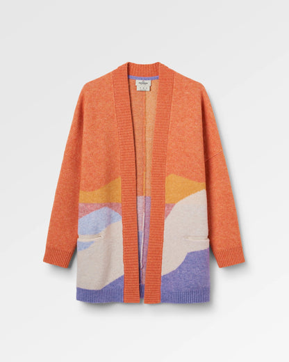 Scenic Recycled Long Knitted Cardigan - Scenic Sunrise Orange - Flatlay