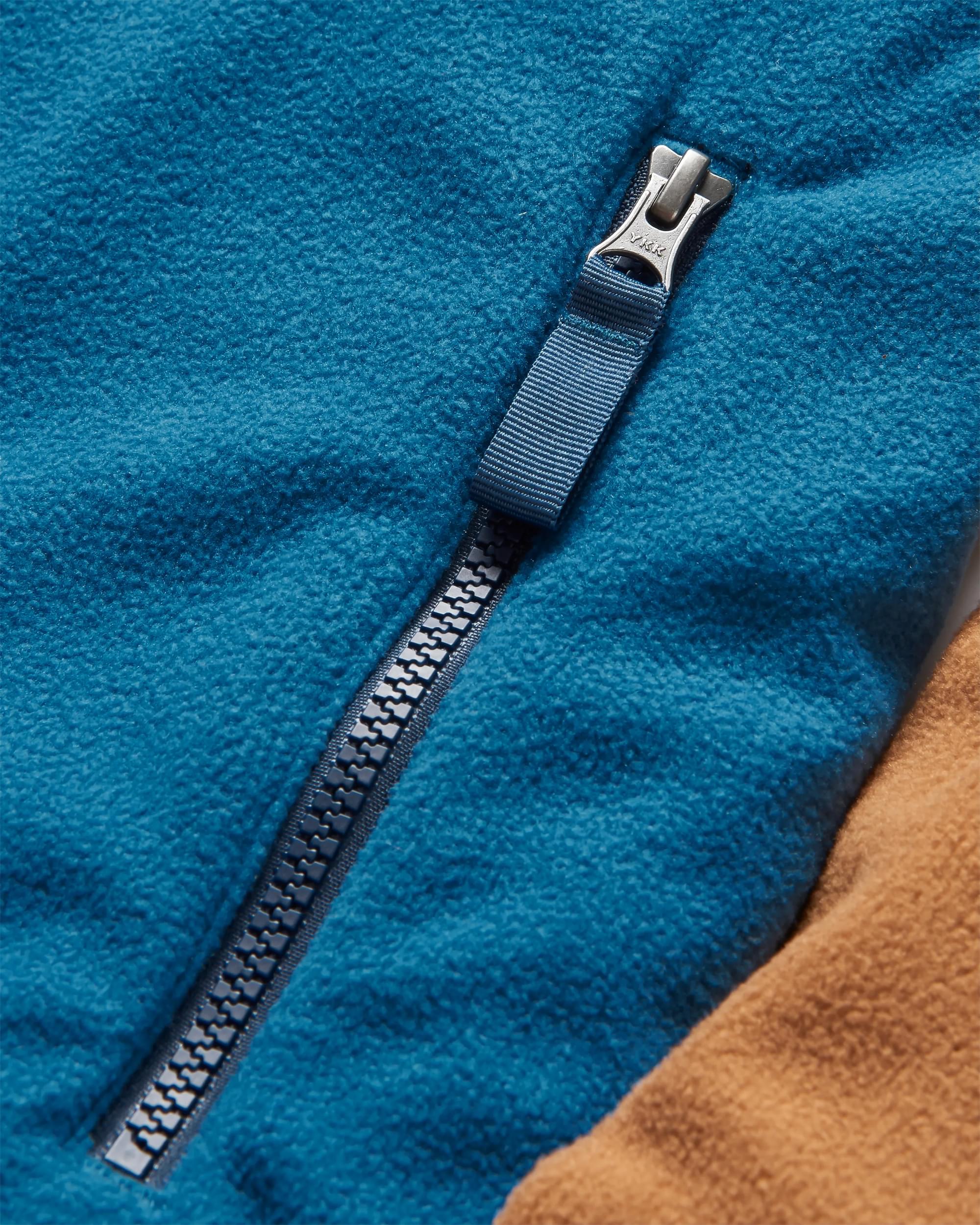 Set Off Recycled Polar 1/4 Zip Fleece - Toffee/Blue Steel - Flatlay