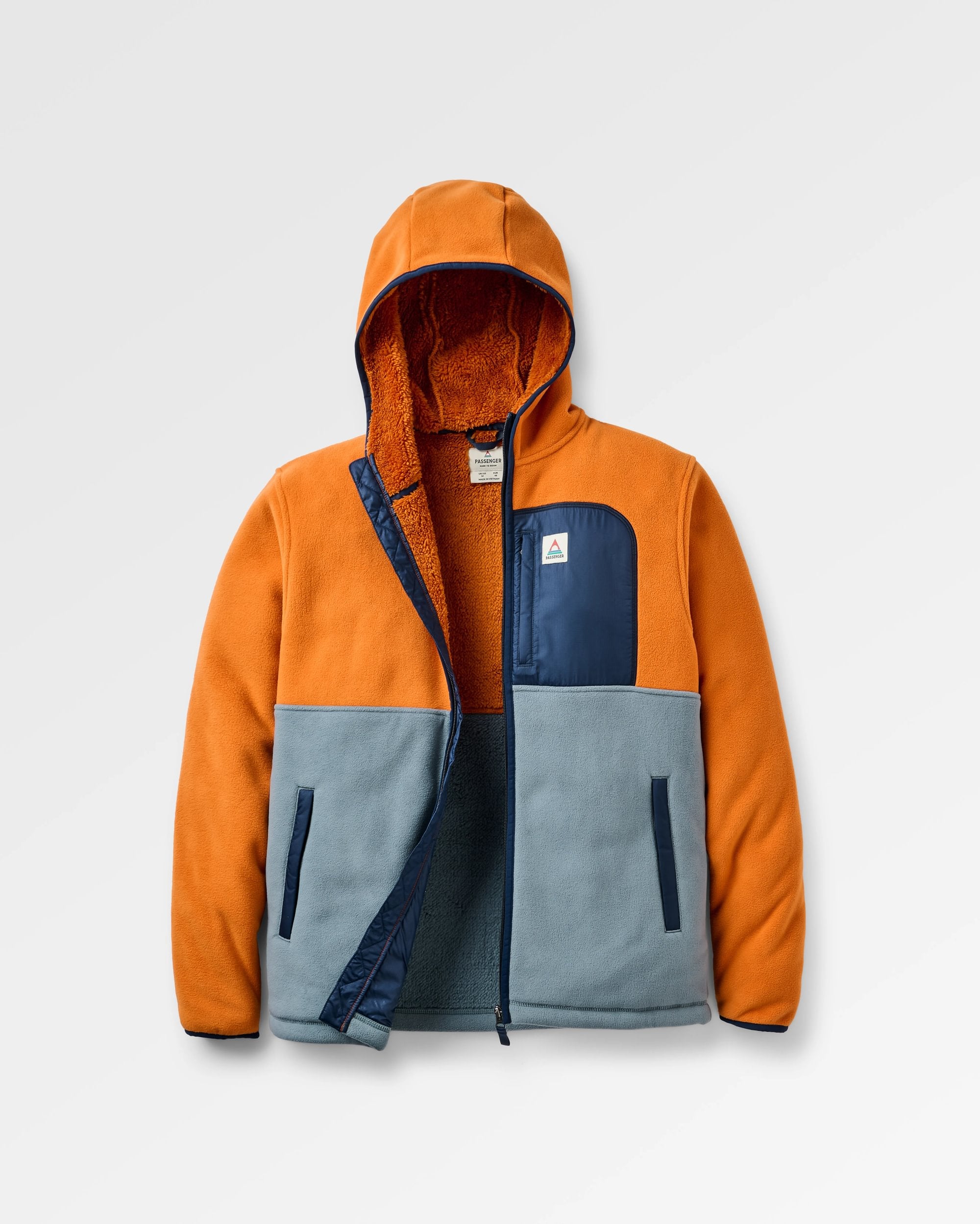 Loch Hooded Polar Fleece Sunset Orange/Storm Grey – Passenger