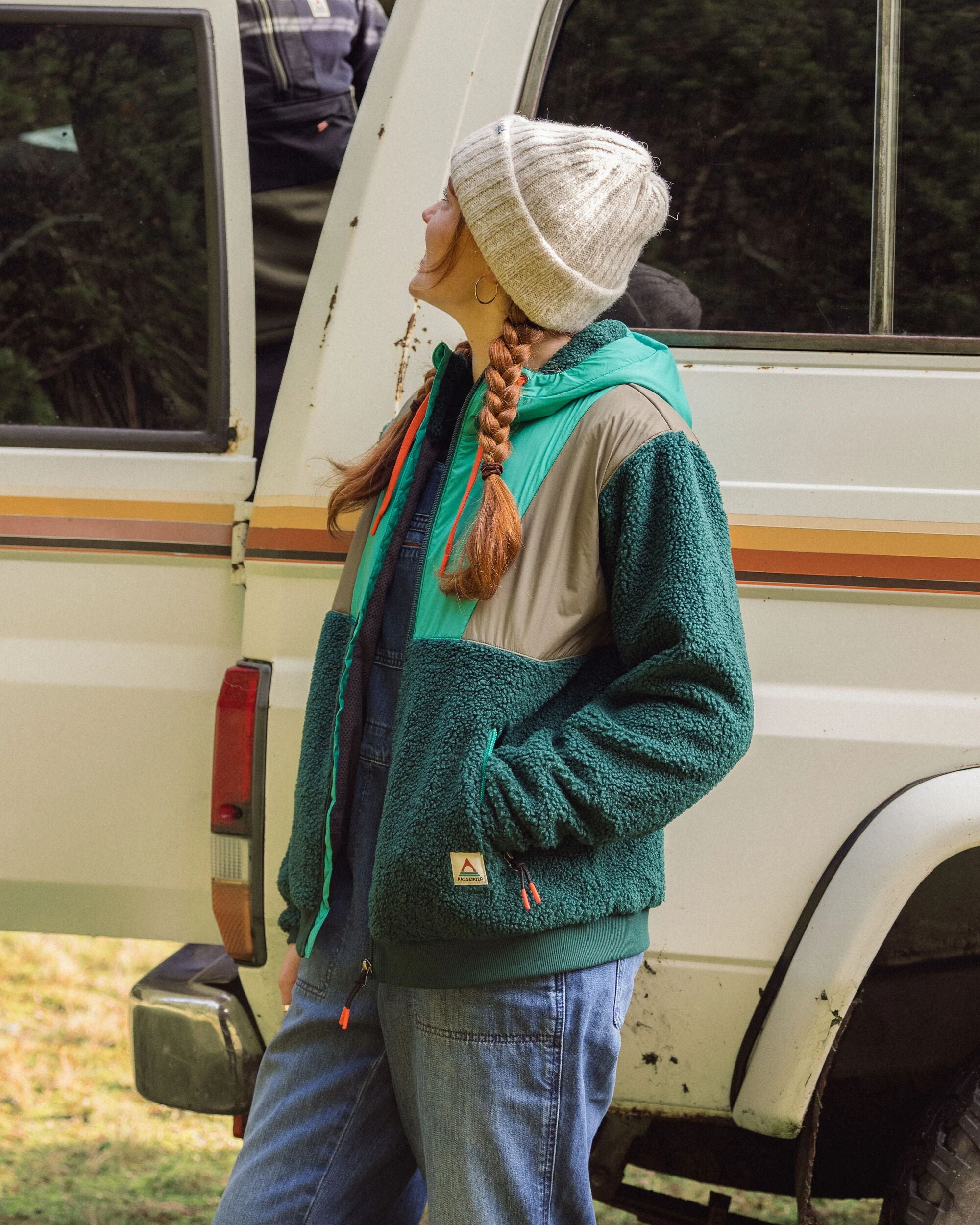 Joy Full Zip Hooded Sherpa Fleece Greenlake/Rain Forest – Passenger