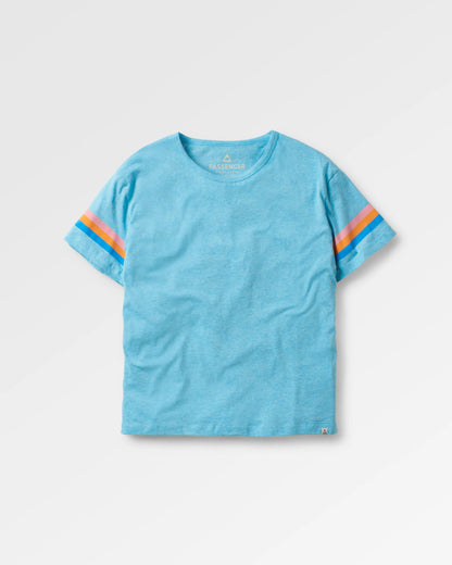 Poinsettia Organic Cotton T-Shirt - Soft Blue Pool Marl - Flatlay