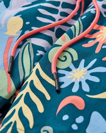 Way Out NetPlus® All Purpose Short - Abstract Seaweed Tidal Blue - Flatlay