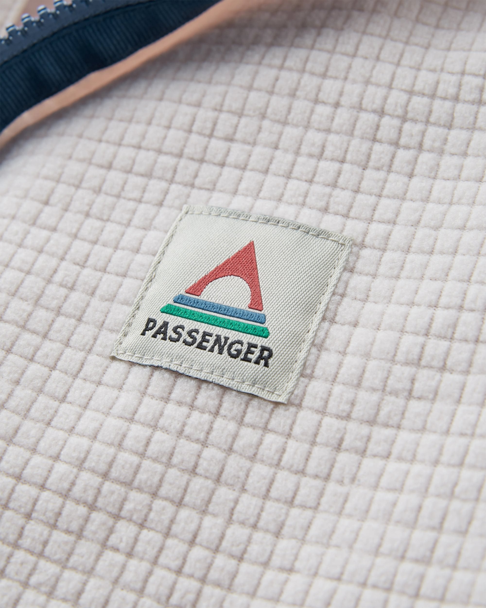 Off Trail Recycled Grid Polar Fleece - Birch/Sunset Orange - Flatlay