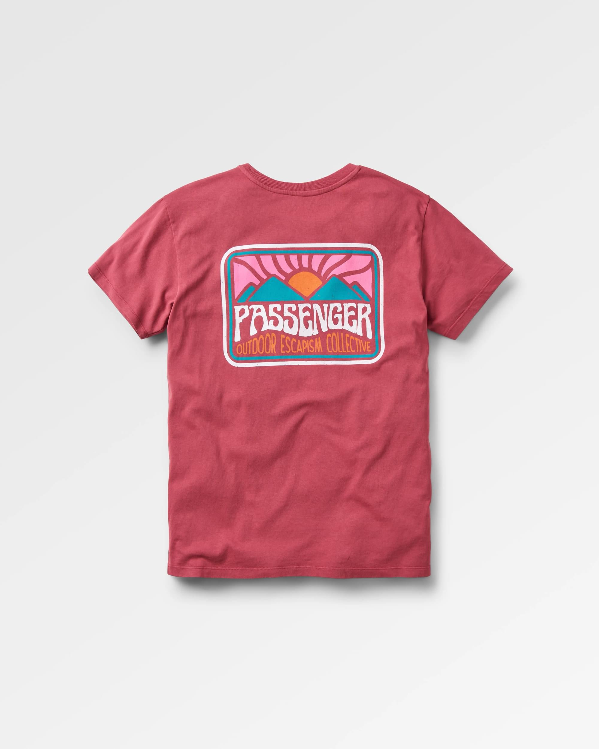 Golden Hour Recycled Cotton T-Shirt - Earth Red - Flatlay