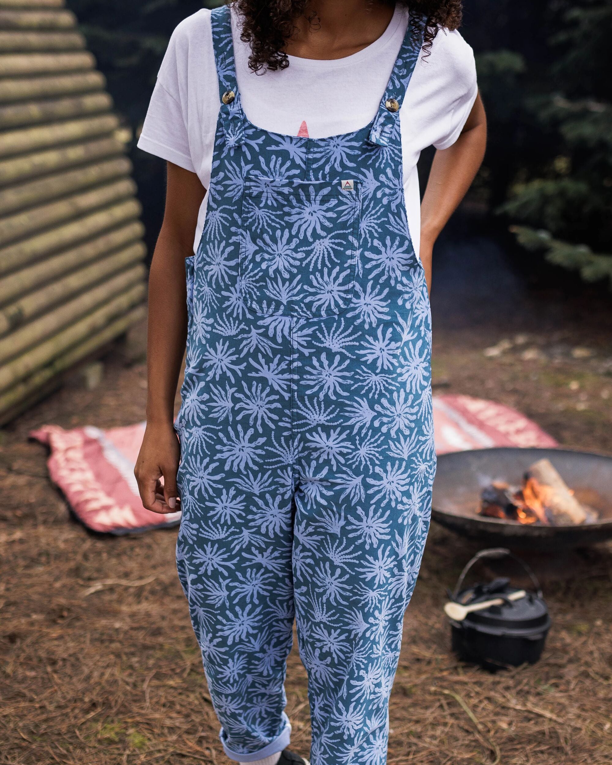 Meadows Organic Cotton Cord Dungarees - Seaweed Blue Steel - Lifestyle