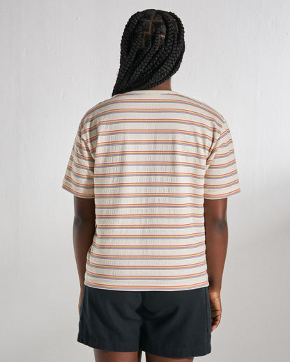 Retro Vibes Organic Cotton T-Shirt - Retro Stripe - Studio Model
