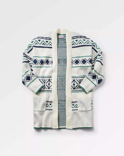 Whimsical Recycled Knit Cardigan - Homespun Stripe Off White - Flatlay