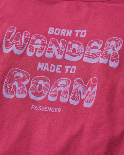 Woodcut Recycled Cotton LS T-Shirt - Cranberry - Flatlay