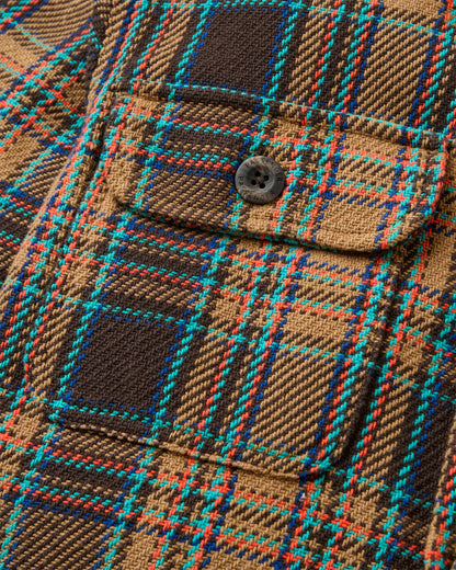 Island Heavy Twill Shirt - Caramel/Espresso Check - Flatlay